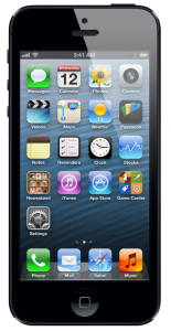 Home scree of an apple iphone with apps