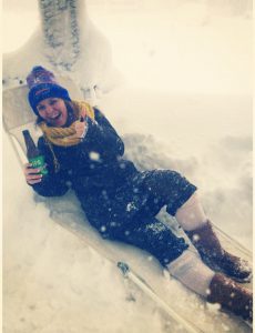 drinking in the snow