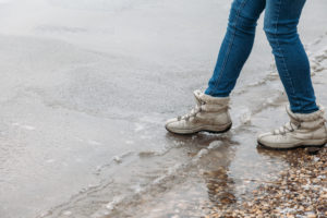 slipping on ice